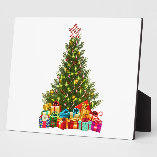 Christmas tree with decorations and gift boxes fotoplatte (Seite)