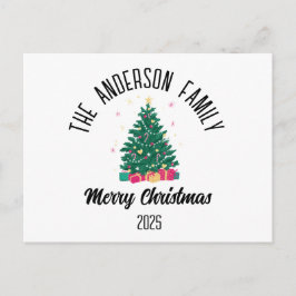 Christmas Tree With Lights Personalized Name Feiertagspostkarte