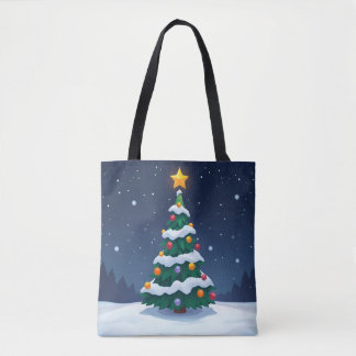 Christmas Tree with Snow Tote Tasche