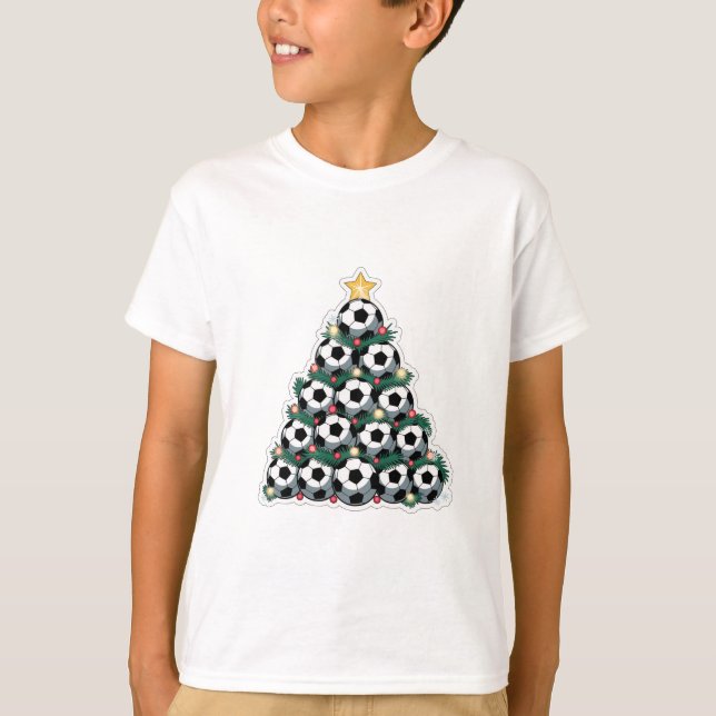 Christmas Tree with Soccer Balls T-Shirt (Vorderseite)