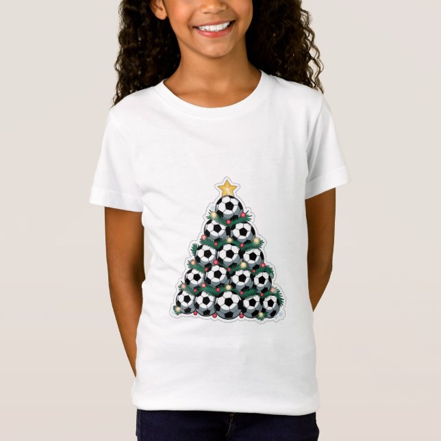 Christmas Tree with Soccer Balls T-Shirt (Vorderseite)