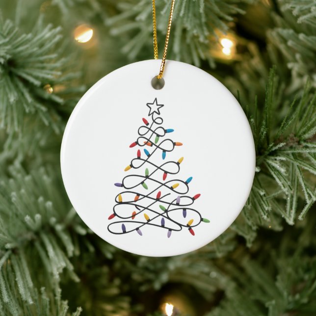 Christmas Tree Xmas Lights Party Holiday  Keramik Ornament (Baum)