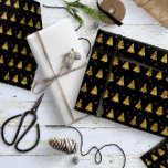 Christmas Trees and Snowflakes Pattern Gold ID863 Geschenkpapier<br><div class="desc">This gift wrap features a subtle pattern of stylized Christmas trees and snowflakes with a textured-effect in shades of gold on a black background. Search ID861 thru ID864 to see additional color options and other products in this modern,  Christmas design set.</div>