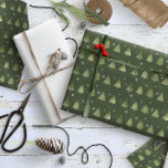 Christmas Trees and Snowflakes Pattern Green ID863 Geschenkpapier<br><div class="desc">This gift wrap features a subtle pattern of stylized Christmas trees and snowflakes in light green on a darker moss green background.  Search ID861 thru ID864 to see additional color options and other products in this modern,  Christmas design set.</div>