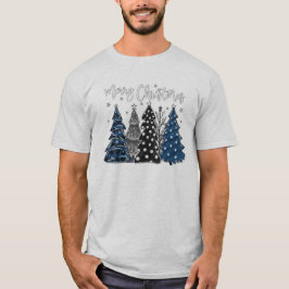 Christmas Trees Navy Blue Winter Holiday Gift  T-Shirt