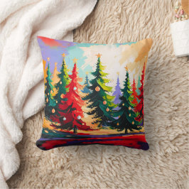 Christmas Trees painting Landscape Kissen