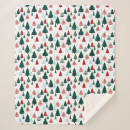 Christmas Trees Pine Forest Cozy Patterned Sherpadecke