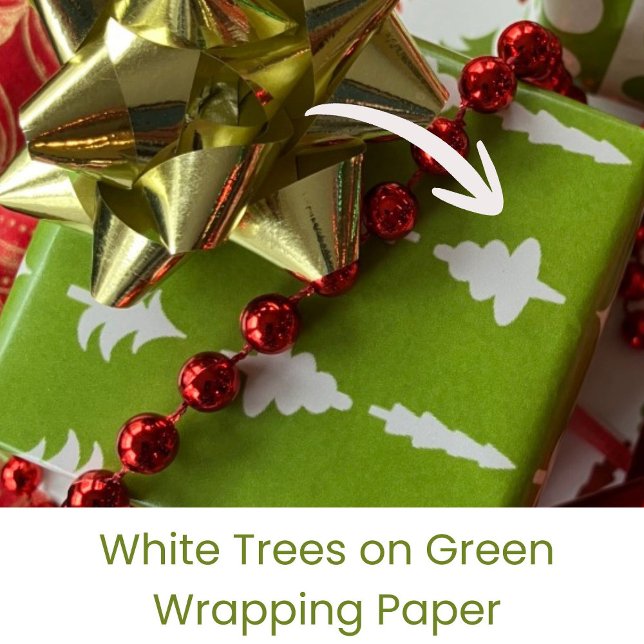 Christmas Trees White on Green Geschenkpapier (Von Creator hochgeladen)