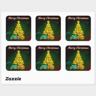 Christmas Trendy Neon Holiday Collection Quadratischer Aufkleber