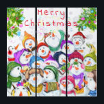 Christmas Triptych Gift Happy Snowmans Party Triptychon<br><div class="desc">Happy Snowmans Merry Christmas Party Funny Drawing Cartoon Snowman Celebration - Choose / Add Your Unique Text / Font / Color - Make Your Special Gift - Resize and move or remove and add elements / image with customization tool ! - Drawing and Design by MIGNED. You can also transfer...</div>