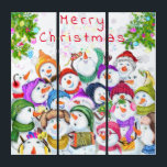 Christmas Triptych Gift Happy Snowmans Party Triptychon<br><div class="desc">Happy Snowmans Merry Christmas Party Funny Drawing Cartoon Snowman Celebration - Choose / Add Your Unique Text / Font / Color - Make Your Special Gift - Resize and move or remove and add elements / image with customization tool ! - Drawing and Design by MIGNED. You can also transfer...</div>