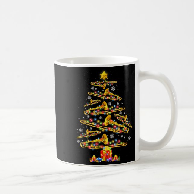 Christmas Trombone Player Xmas Tree Jazz Music Lov Kaffeetasse (Rechts)