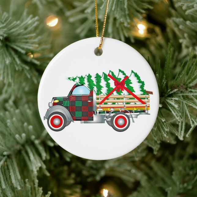 Christmas Truck Keramik Ornament (Baum)