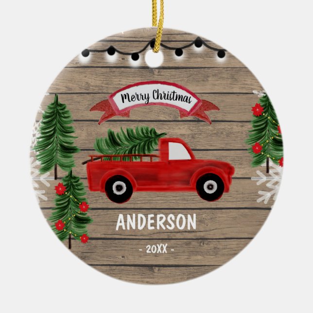 CHRISTMAS TRUCK Rustikale Weihnachtsschmuck (Vorne)