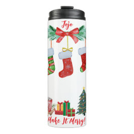 Christmas Tumbler - festliche Strümpfe und Schneem Thermosbecher