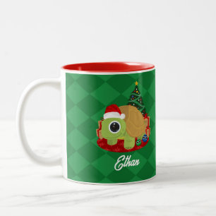 Christmas Turtle Green auf Green Diamond Zweifarbige Tasse