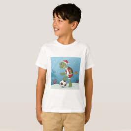 Christmas Turtle playing football T-Shirt