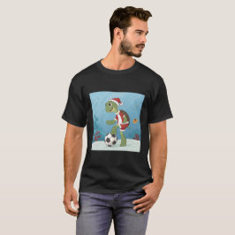 Christmas Turtle playing football T-Shirt