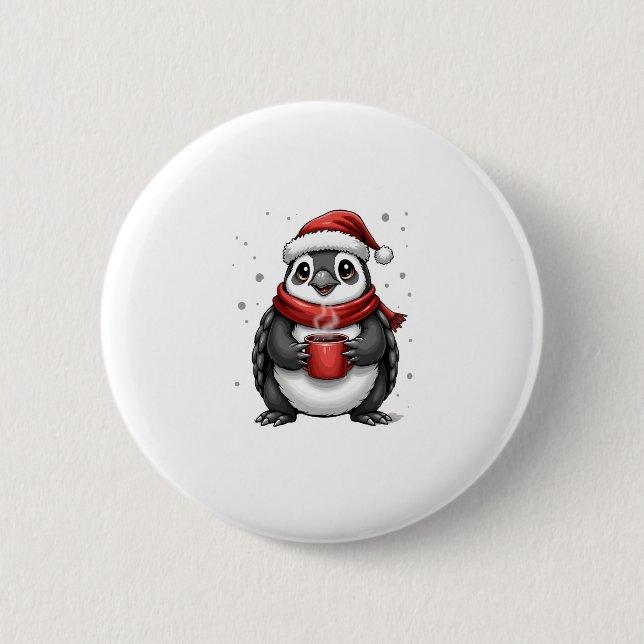 Christmas Turtle with Santa Hat Coffee Lover Funny Button (Vorderseite)