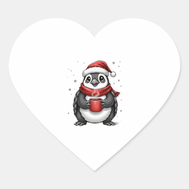 Christmas Turtle with Santa Hat Coffee Lover Funny Herz-Aufkleber (Vorderseite)
