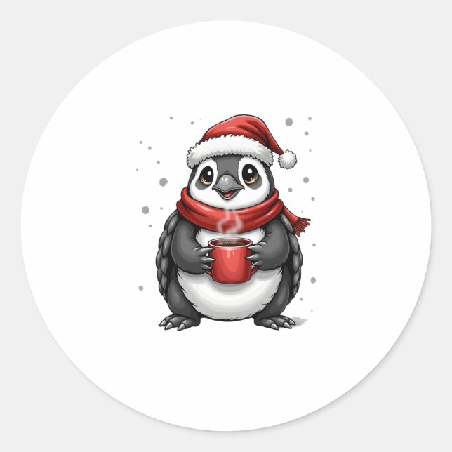 Christmas Turtle with Santa Hat Coffee Lover Funny Runder Aufkleber (Vorderseite)