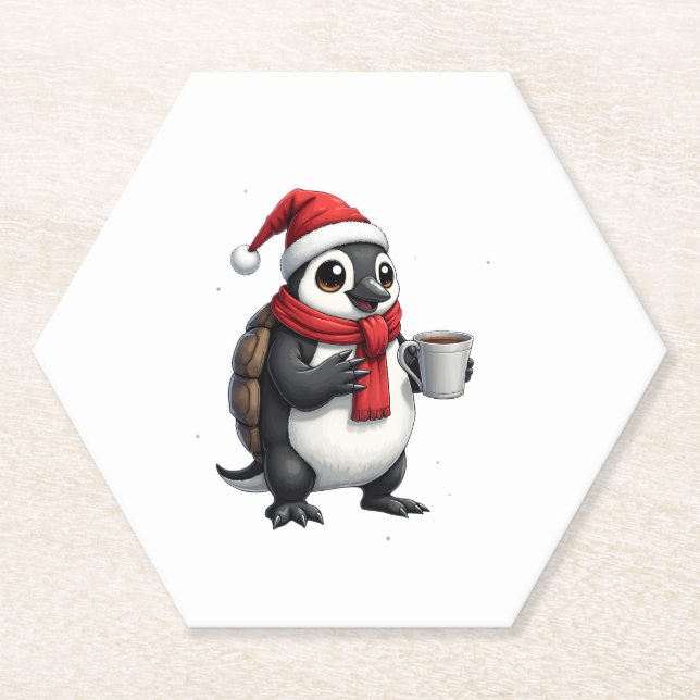 Christmas Turtle with Santa Hat Coffee Lover Funny Untersetzer (Vorderseite)