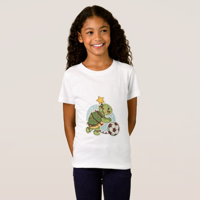Christmas Turtle with Soccer Ball T-Shirt (Vorne ganz)