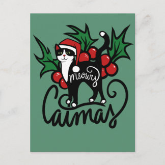 Christmas Tuxedo Cat Postkarte