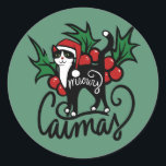 Christmas Tuxedo Cat Runder Aufkleber<br><div class="desc">Weihnachten Tuxedo Cat Weihnachten Weihnachten Weihnachten kitty fröhlich "Katzenmann" "tuxedo cat"</div>
