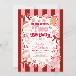 Christmas Two Be Jolly 2nd Birthday Invitation Einladung