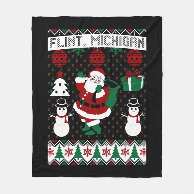 Christmas Ugly Sweater Flint Michigan Fleecedecke (Vorderseite)