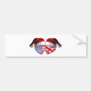 Christmas UK USA Hearts Autoaufkleber