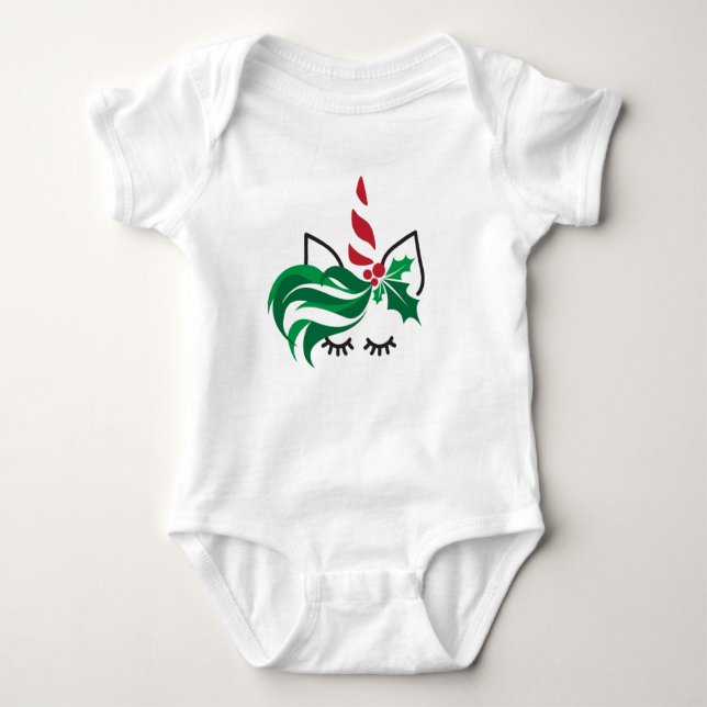 Christmas Unicorn Baby Strampler (Vorderseite)