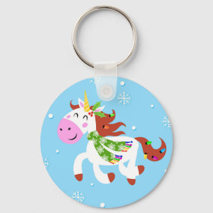Christmas Unicorn Cartoon Schlüsselanhänger