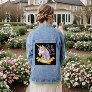 CHRISTMAS UNICORN DENIM JEAN JACKET