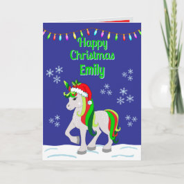 Christmas Unicorn Folded Greeting Card Karte