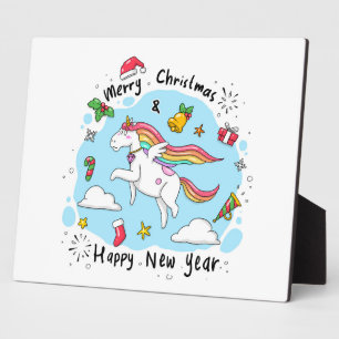 Christmas Unicorn Fotoplatte