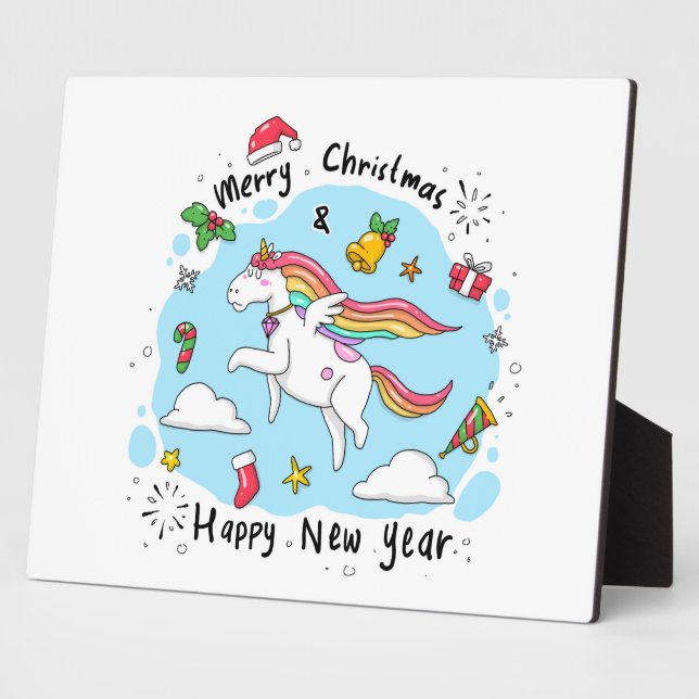 Christmas Unicorn Fotoplatte (Seite)