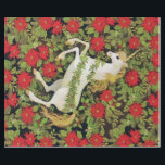 Christmas Unicorn Geschenkpapier<br><div class="desc">Malerei von Weihnachten Einhorn mit roten Poinsettia Blume und grüne Blätter auf einem dunklen Hintergrund.</div>