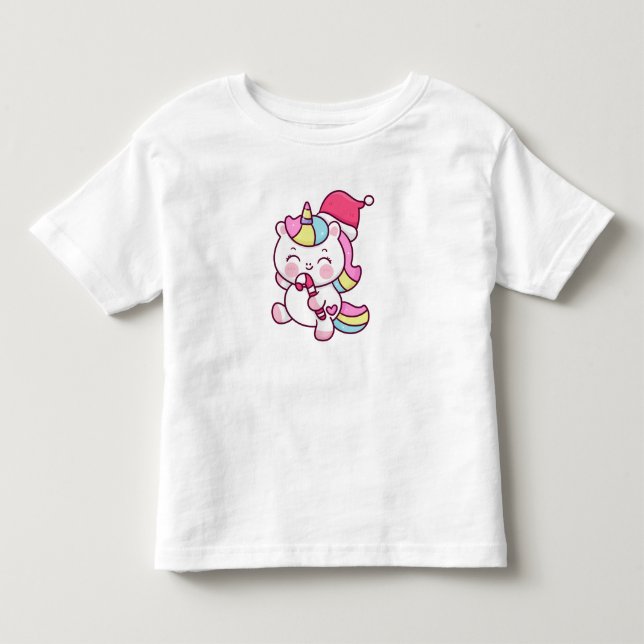Christmas Unicorn Girl Kleinkind T-shirt (Vorderseite)