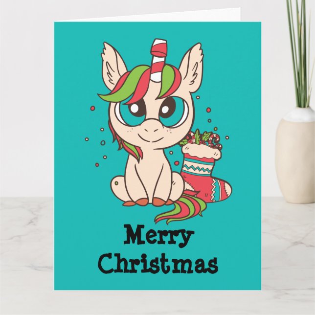 Christmas Unicorn Karte (Vorderseite)