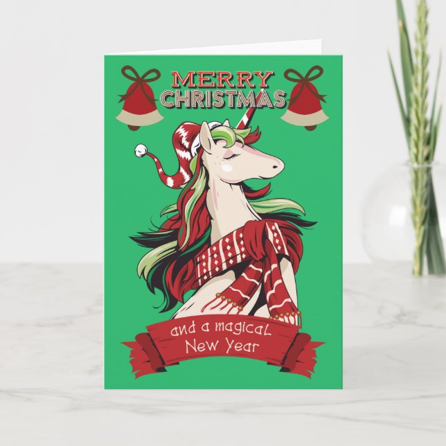 Christmas Unicorn Karte (Vorderseite)