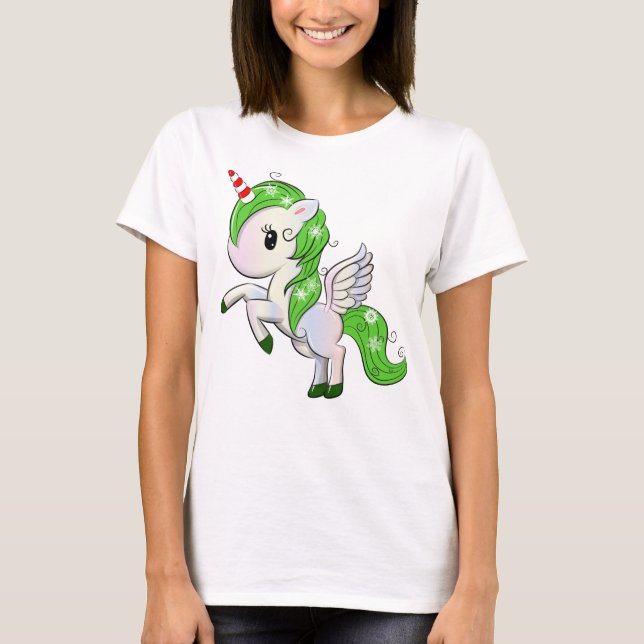 Christmas Unicorn Pegasus T-Shirt (Vorderseite)
