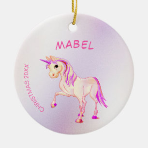 Christmas Unicorn Pink Glitzer Girly Keramik Ornament