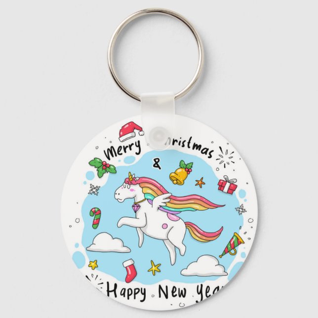 Christmas Unicorn Schlüsselanhänger (Vorderseite)