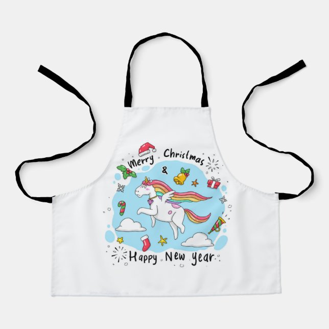 Christmas Unicorn Schürze (Vorderseite)