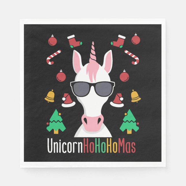 Christmas Unicorn Serviette (Vorderseite)