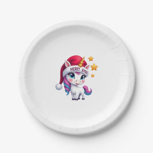 Christmas Unicorn T-Shirt (3) Pappteller (Vorderseite)