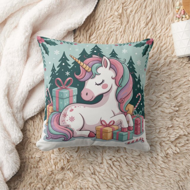 Christmas Unicorn Throw Kissen (Decke)