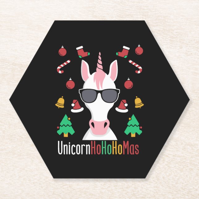 Christmas Unicorn Untersetzer (Vorderseite)